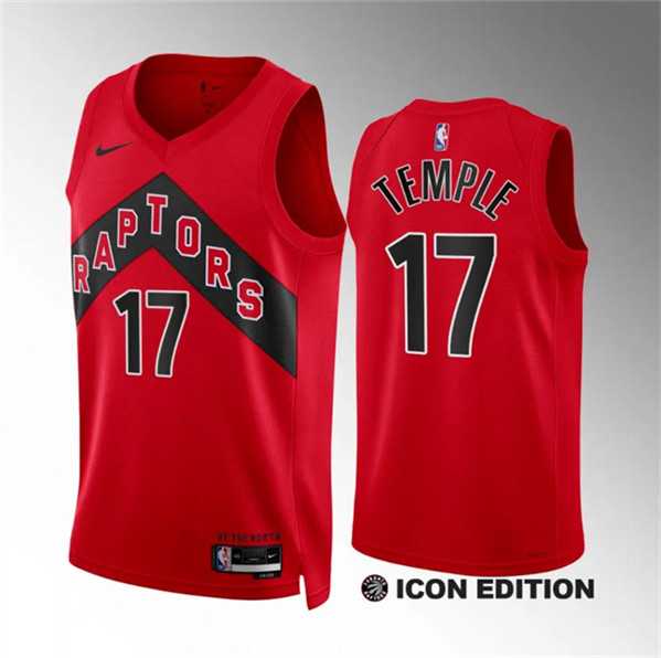 Men's Toronto Raptors #17 Garrett Temple Red Icon Edition Stitched Basketball Jersey Dzhi